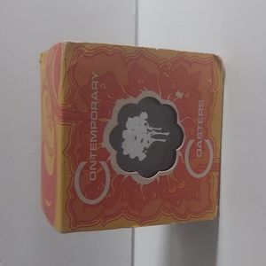 MCM. Contemporary Coasters.  Black with silver trees. New Old Stock.